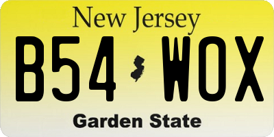 NJ license plate B54WOX