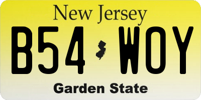 NJ license plate B54WOY