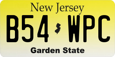 NJ license plate B54WPC
