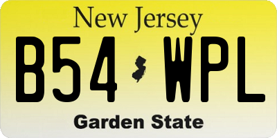 NJ license plate B54WPL