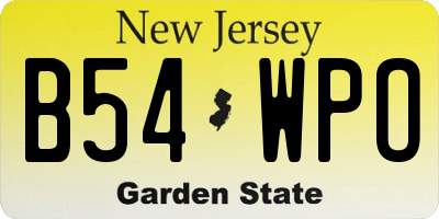 NJ license plate B54WPO