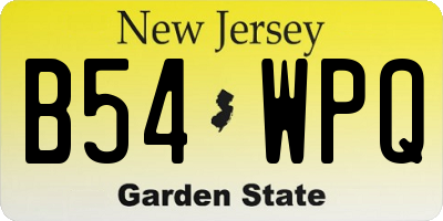 NJ license plate B54WPQ