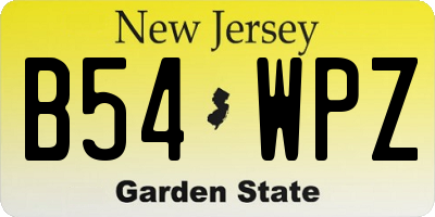 NJ license plate B54WPZ