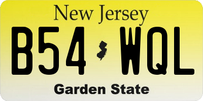 NJ license plate B54WQL
