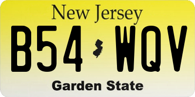 NJ license plate B54WQV