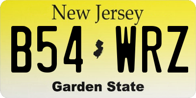 NJ license plate B54WRZ