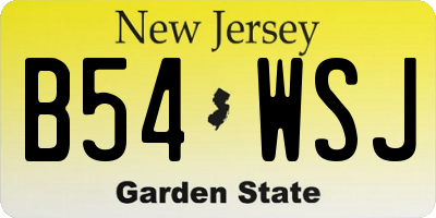 NJ license plate B54WSJ