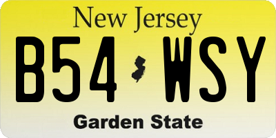NJ license plate B54WSY