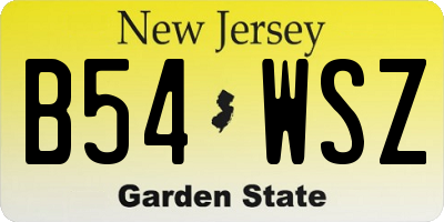 NJ license plate B54WSZ
