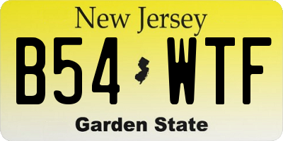 NJ license plate B54WTF