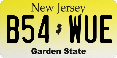NJ license plate B54WUE