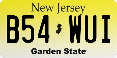NJ license plate B54WUI