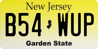 NJ license plate B54WUP