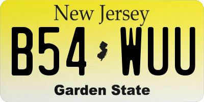 NJ license plate B54WUU