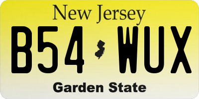 NJ license plate B54WUX