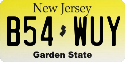 NJ license plate B54WUY