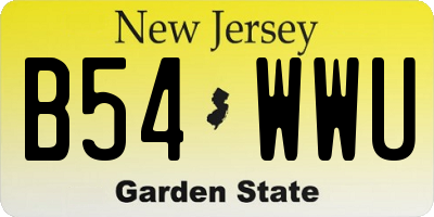 NJ license plate B54WWU