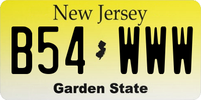 NJ license plate B54WWW