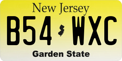 NJ license plate B54WXC