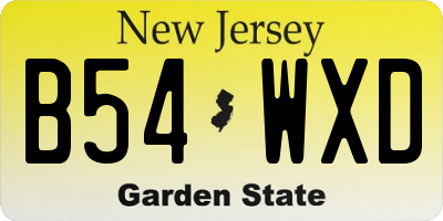 NJ license plate B54WXD