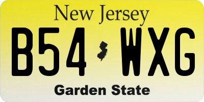 NJ license plate B54WXG
