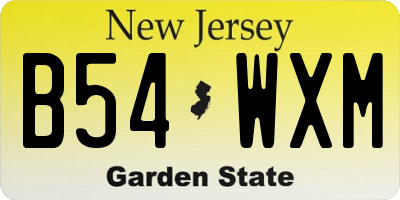 NJ license plate B54WXM