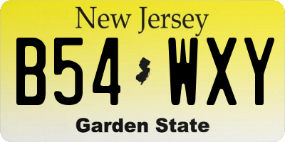 NJ license plate B54WXY