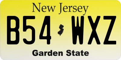 NJ license plate B54WXZ