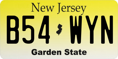 NJ license plate B54WYN
