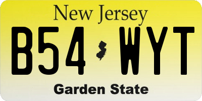 NJ license plate B54WYT