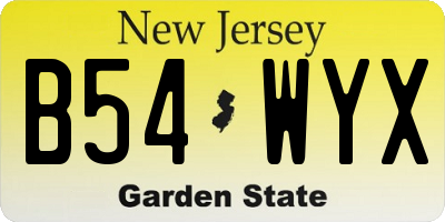 NJ license plate B54WYX