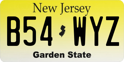 NJ license plate B54WYZ