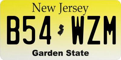 NJ license plate B54WZM