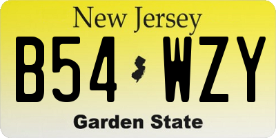 NJ license plate B54WZY