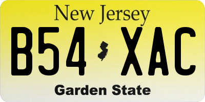 NJ license plate B54XAC