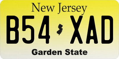 NJ license plate B54XAD