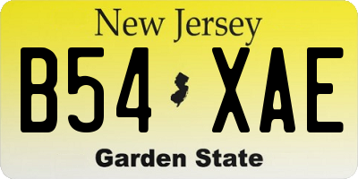 NJ license plate B54XAE