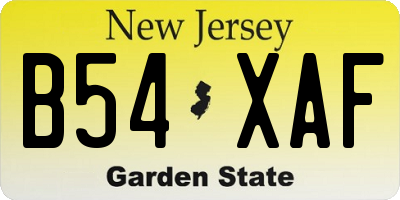 NJ license plate B54XAF