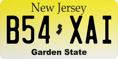 NJ license plate B54XAI