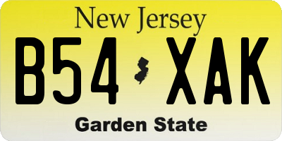 NJ license plate B54XAK