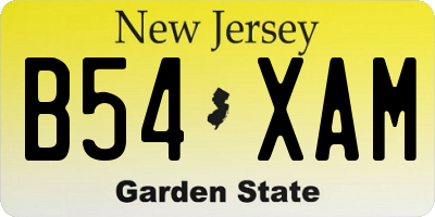 NJ license plate B54XAM