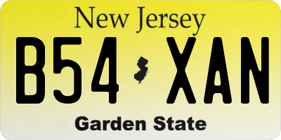 NJ license plate B54XAN