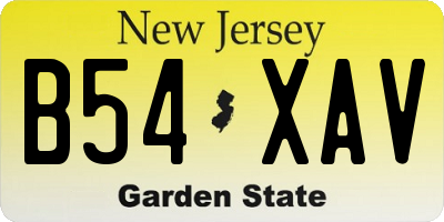 NJ license plate B54XAV