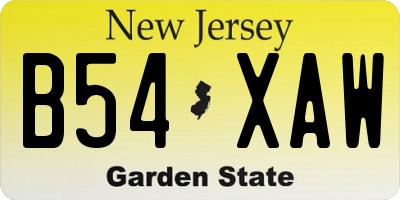 NJ license plate B54XAW