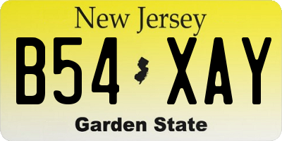 NJ license plate B54XAY