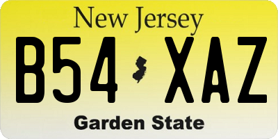 NJ license plate B54XAZ