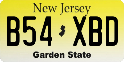 NJ license plate B54XBD