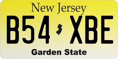 NJ license plate B54XBE