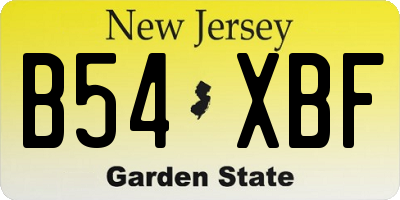 NJ license plate B54XBF
