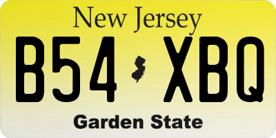 NJ license plate B54XBQ